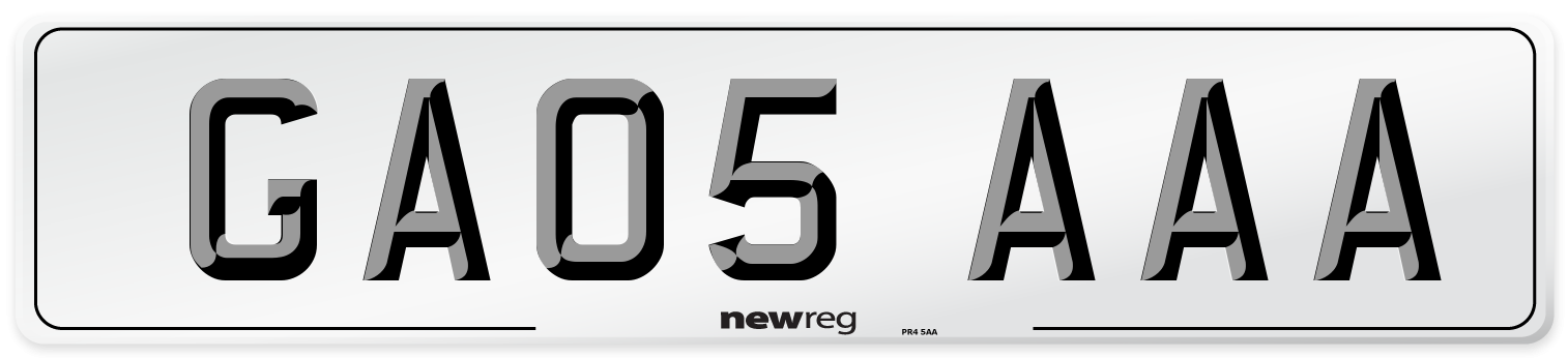 GA05 AAA Number Plate from New Reg